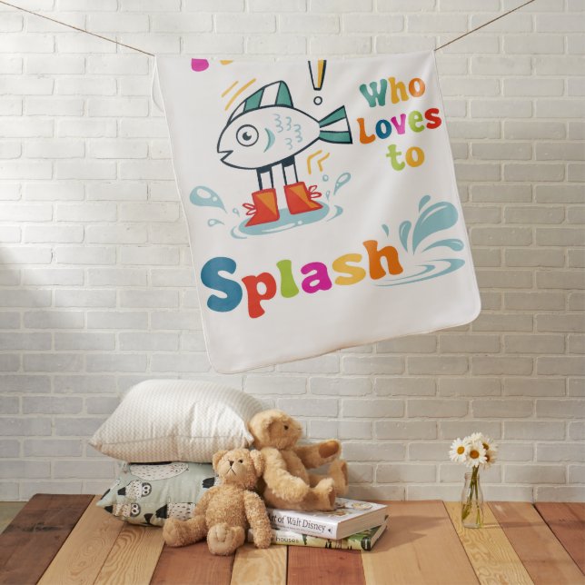 The fish who loves to splash baby blanket (In Situ)