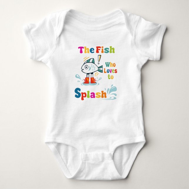 The fish who loves to splash baby bodysuit (Front)