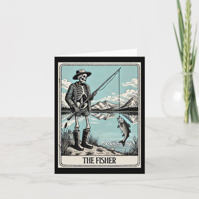 The Fisher Skeleton Tarot Card For Fishing Lovers  (Front)
