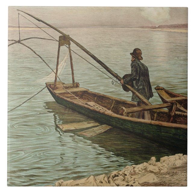 The Fisherman (by Max Kurzweil) Ceramic Tile (Front)