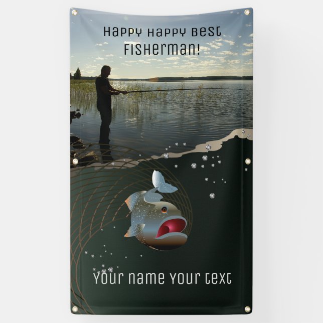 The fisherman. Happy fishing Banner (Vertical)