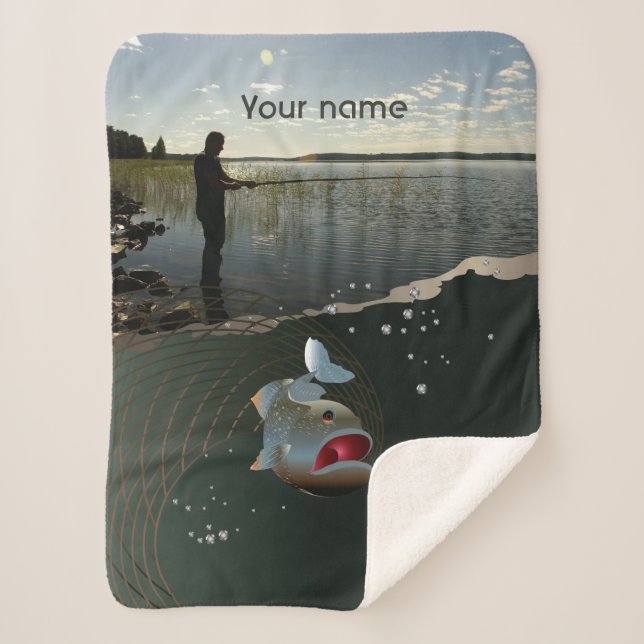 The fisherman​​​​​​​. Happy fishing Sherpa Blanket (Front)