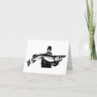 The fisherman has caught a big fish thank you card