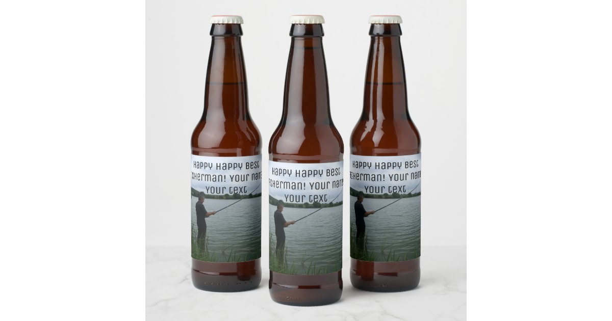 The fisherman in the evening beer bottle label | Zazzle