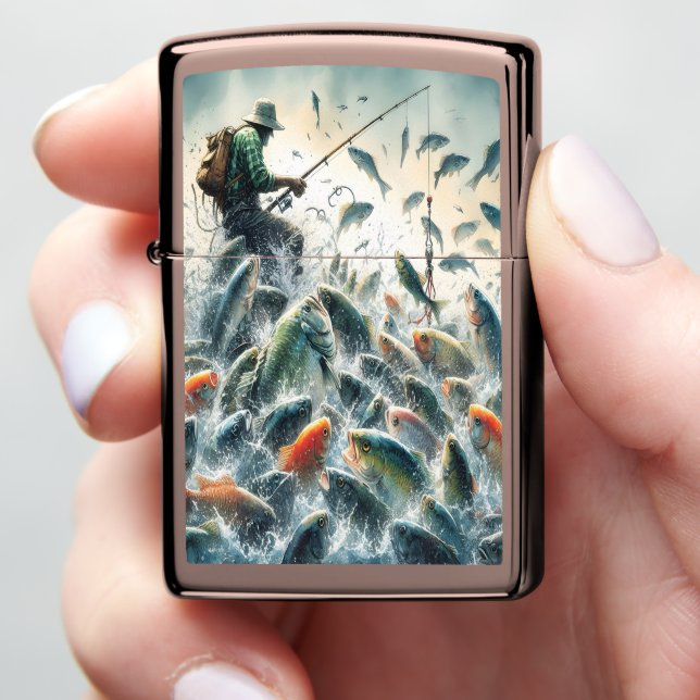The Fisherman's Bounty Zippo Lighter (In Hand)