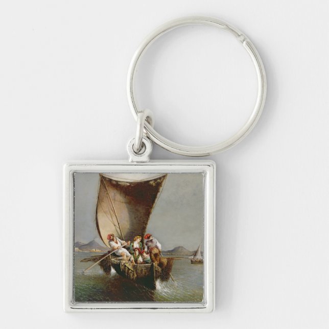 The Fisherman's Family (oil on canvas) Keychain (Front)
