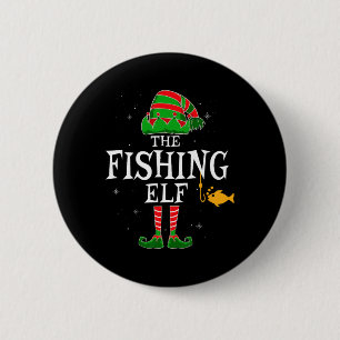 The Fishing Elf Group Matching Family Christmas Fi Button