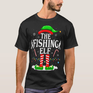 The Fishing Elf Xmas Funny Fisherman Christmas Fis T-Shirt