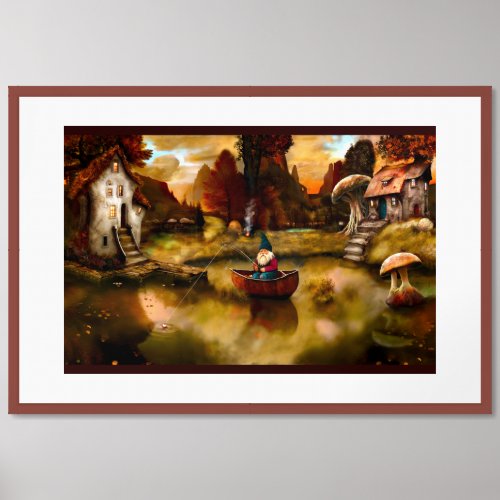 The Fishing Gnome Framed Art