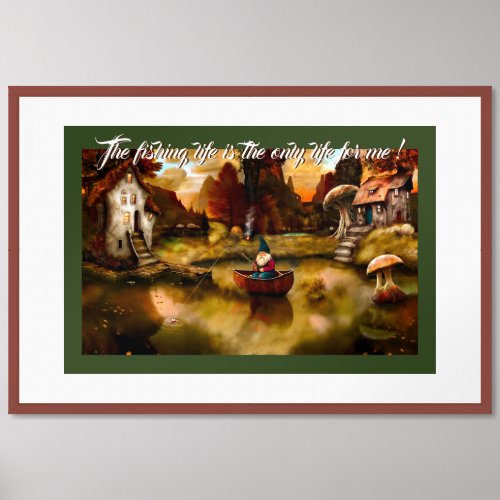 The Fishing Gnome Framed Art