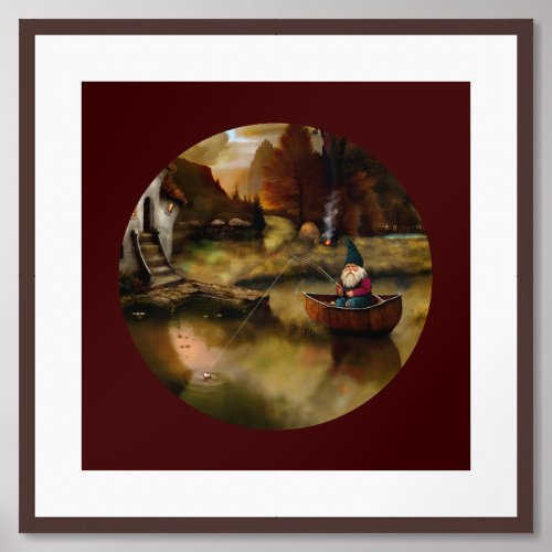The Fishing Gnome Framed Art