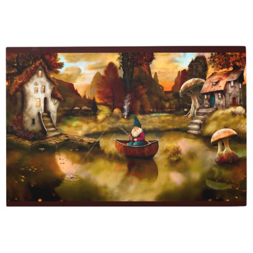 The Fishing Gnome Metal Print