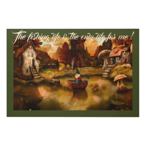 The Fishing Gnome Wood Wall Art