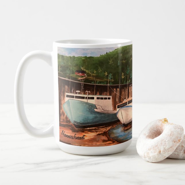  The Fishing Village Original Art Work Mug (With Donut)