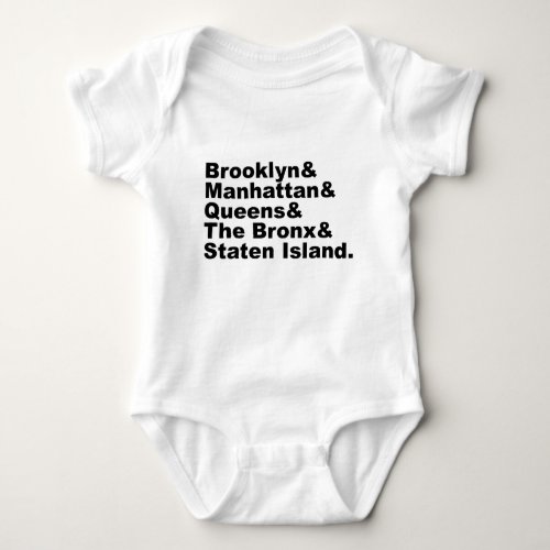 The Five Boroughs of New York City Baby Bodysuit