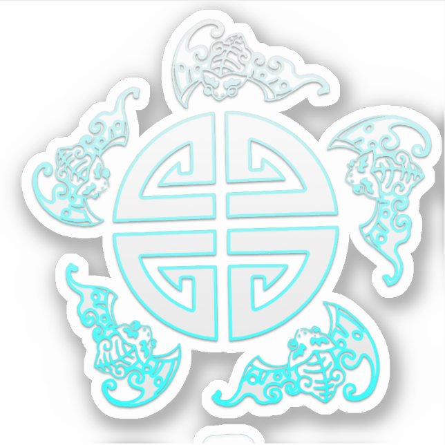 The five Chinese good luck blessings; fortune,heal Sticker (Front)