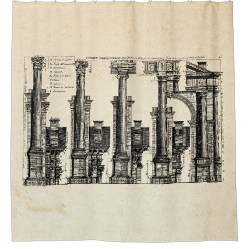 The Five Classes of Architecture 1725 Shower Curtain