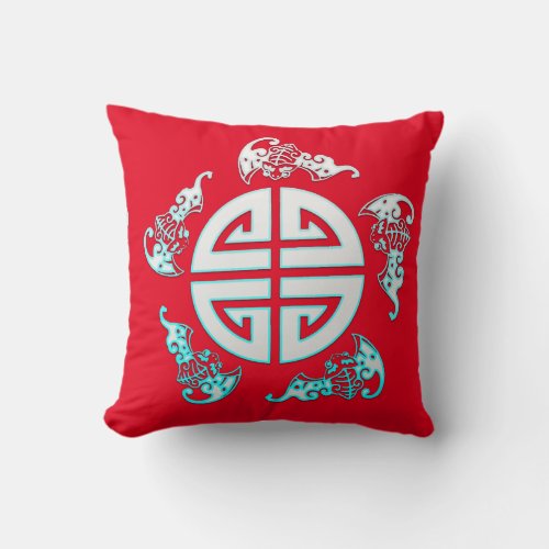 The Five great BlessingsHappinessHealthVirtueP Throw Pillow