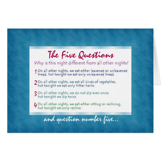The Five Questions of Pesach Cards (Front Horizontal)