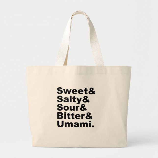 The Five Tastes | Sweet Salty Sour Bitter & Umami Large Tote Bag (Front)