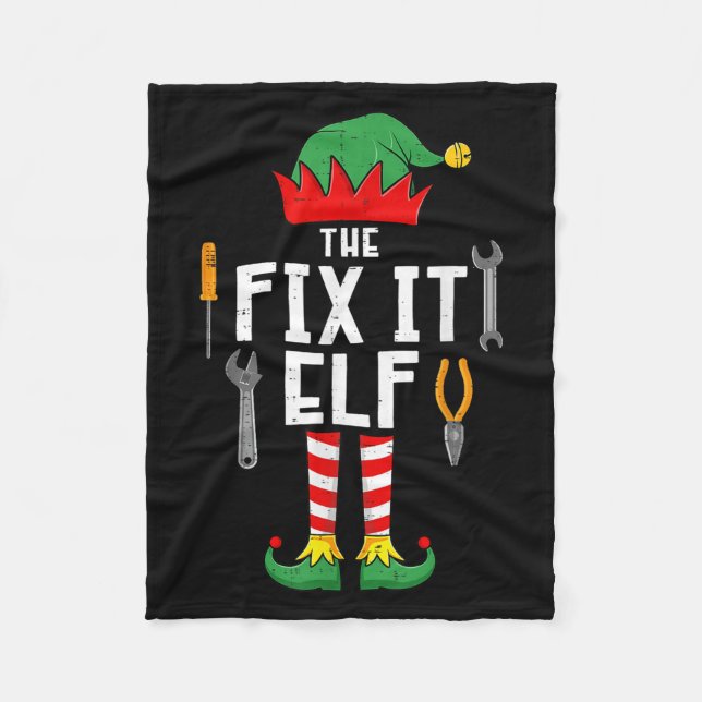 The Fix It Elf Christmas Family Matching Xmas Grou Fleece Blanket (Front)