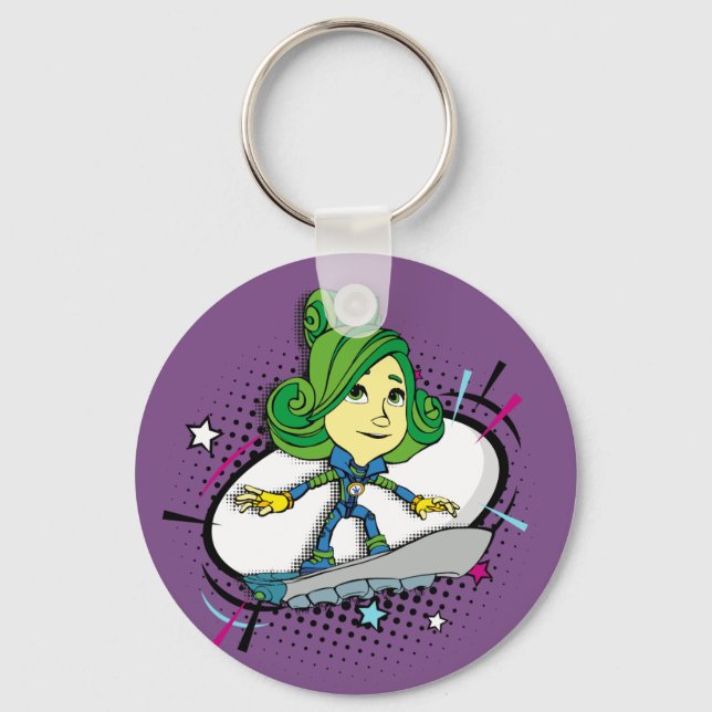 The Fixies | Fixie Comics- Verda on her fixieboard Keychain (Front)