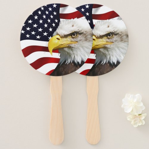 The flag of america with eagle hand fan