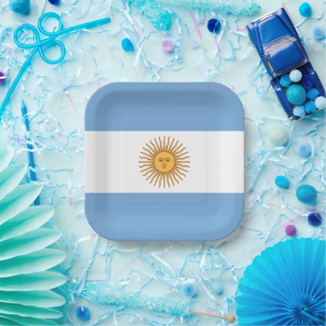 The Flag of Argentina with Sun of May Paper Plates (Party)