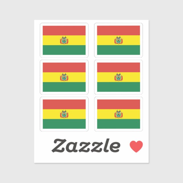 The flag of Bolivia Collection pack of 6 Sticker (Sheet)