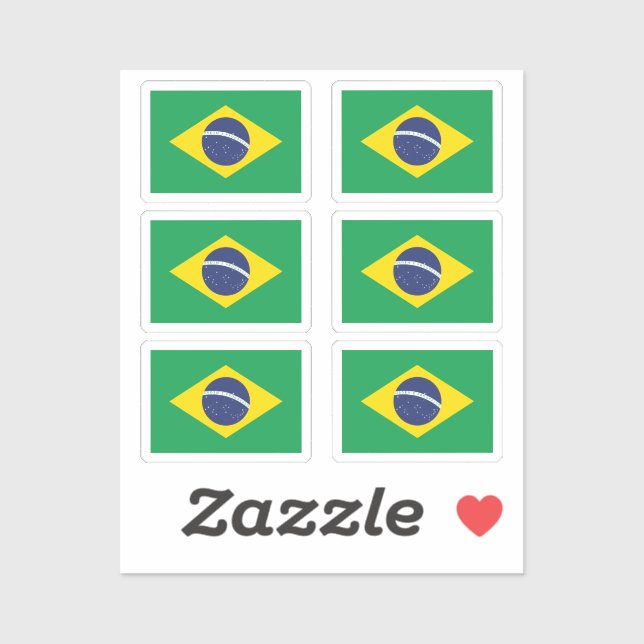 The flag of Brazil Collection pack of 6 Sticker (Sheet)