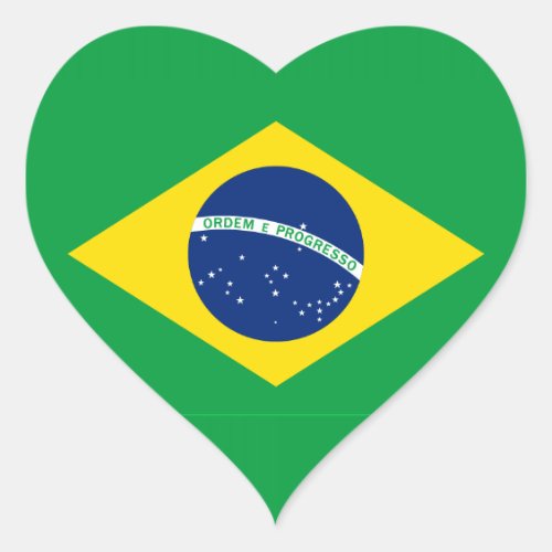 The Flag of Brazil Heart Sticker