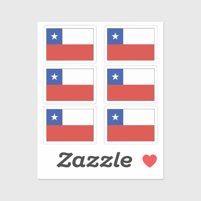 The flag of Chile Collection pack of 6 Sticker (Sheet)