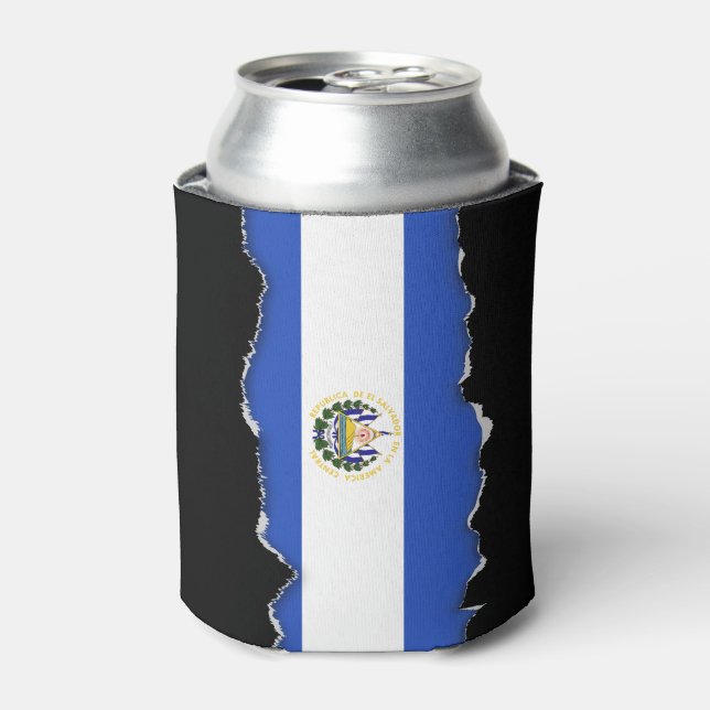 The Flag of El Salvador Can Cooler (Can Front)