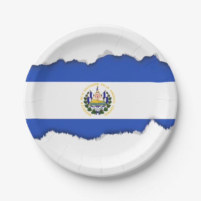 The Flag of El Salvador Paper Plates (Front)