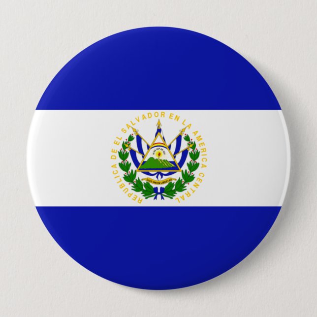 The Flag of El Salvador. Pinback Button (Front)
