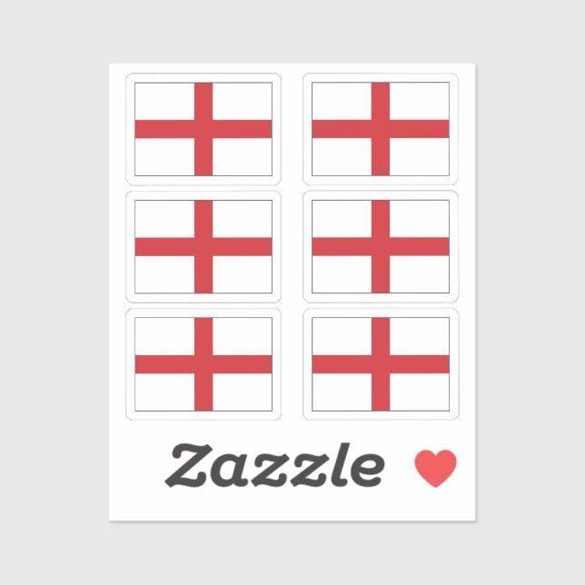 The flag of England Collection pack of 6 Sticker (Sheet)