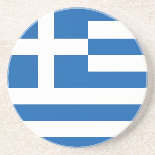 The Flag of Greece Sandstone Coaster (Front)