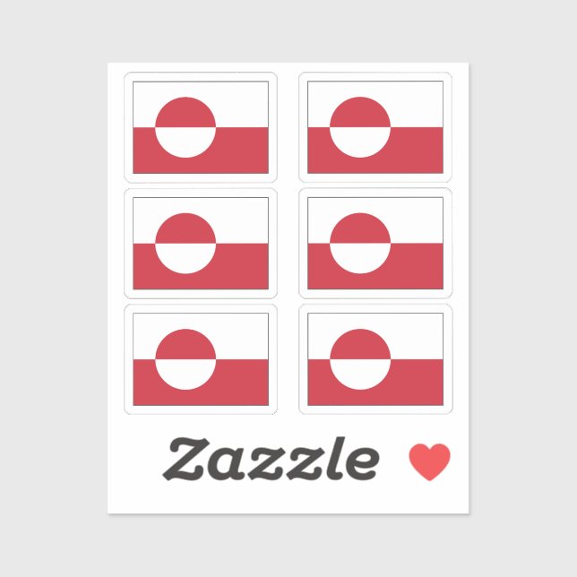 The flag of Greenland Collection pack of 6 Sticker (Sheet)