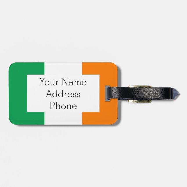 The Flag of Ireland, Irish Tricolour Luggage Tag (Back Horizontal)