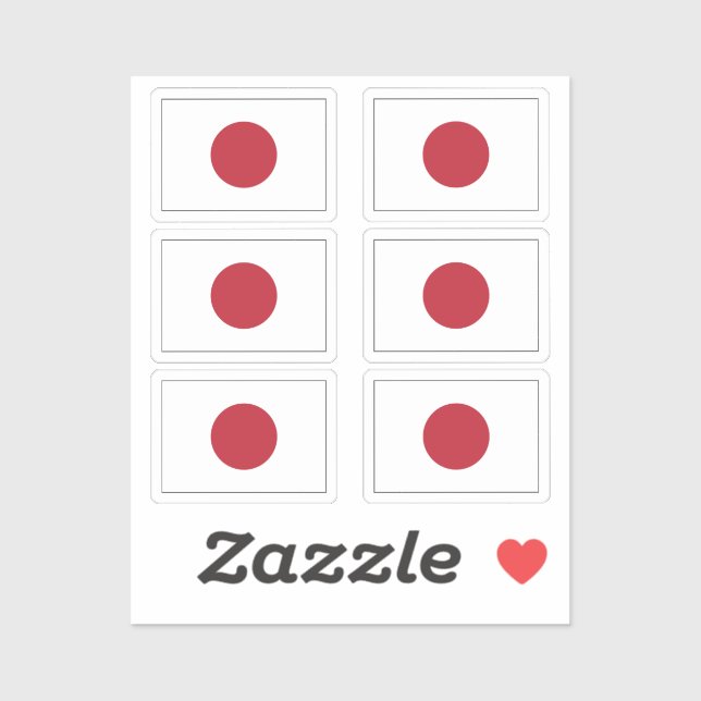 The flag of Japan Collection pack of 6 Sticker (Sheet)