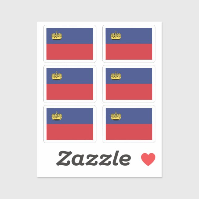 The flag of Liechtenstein Collection pack of 6 Sticker (Sheet)