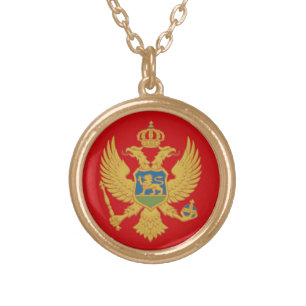 The Flag of Montenegro Gold Plated Necklace