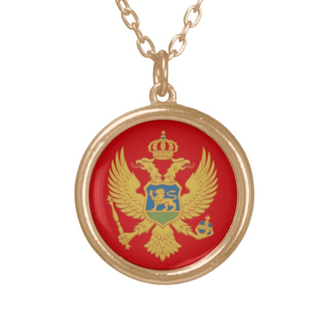 The Flag of Montenegro Gold Plated Necklace (Front)