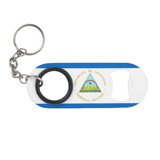 The Flag of Nicaragua - Latin America Keychain Bottle Opener (Front (Horizontal))