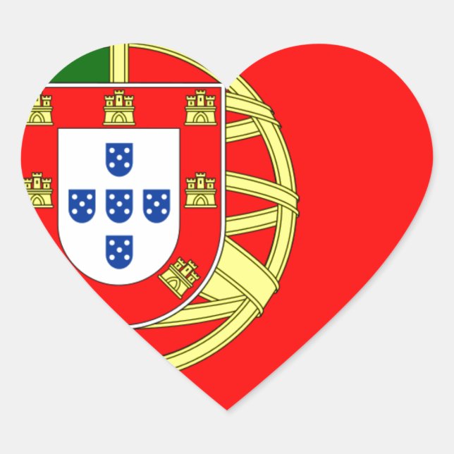The Flag of Portugal (Bandeira de Portugal) Heart Sticker (Front)