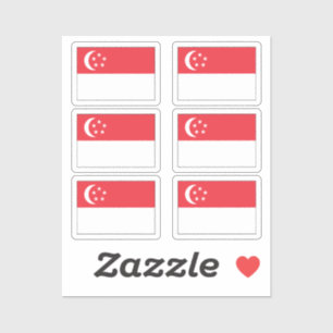 The flag of Singapore Collection pack of 6 Sticker