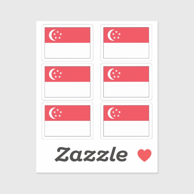 The flag of Singapore Collection pack of 6 Sticker (Sheet)
