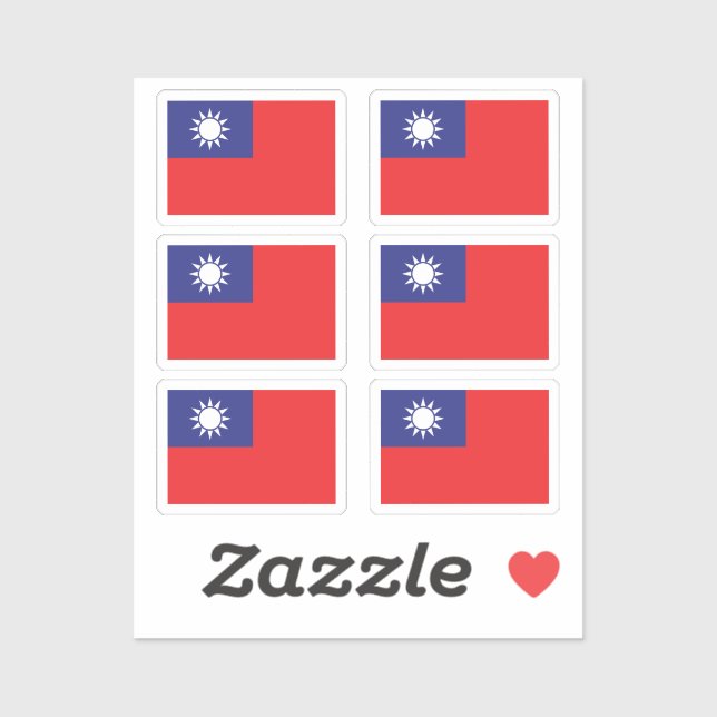 The flag of Taiwan Collection pack of 6 Sticker (Sheet)