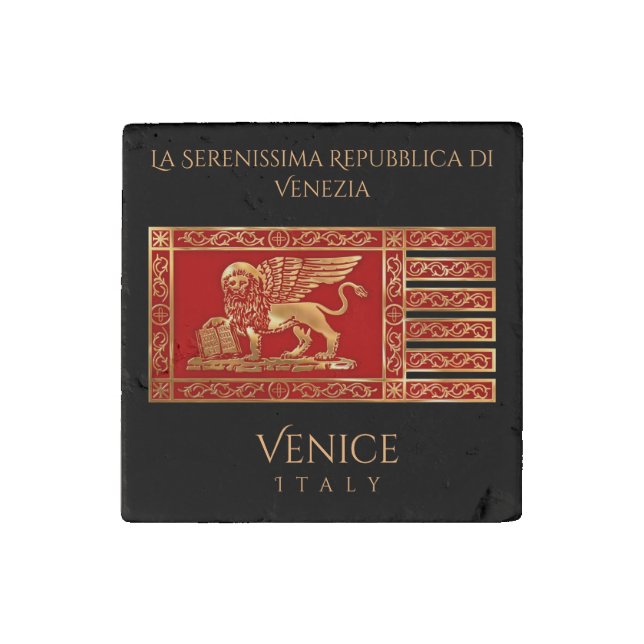 The Flag Of The Republic Of Venice, Italy (VE) Stone Magnet (Front)