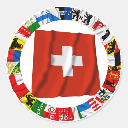 The Flags of the Cantons of Switzerland Classic Round Sticker